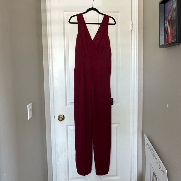 Lulu’s Kiska Burgundy Lace Wide-Leg Jumpsuit | Size M - Picture 2 of 9